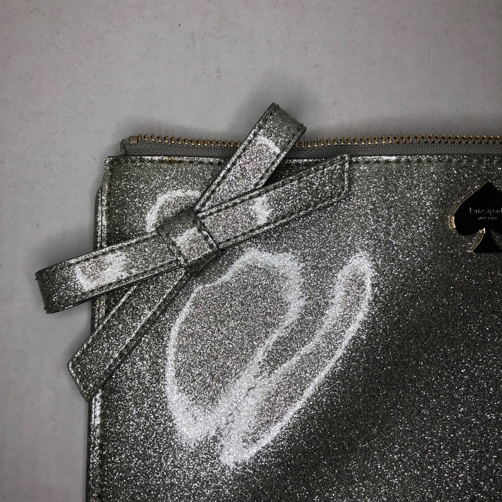 Kate Spade Georgia Glitter Bug Clutch Silver EUC - Picture 4 of 10